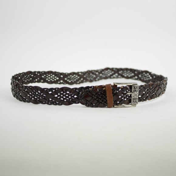 COLUMBIA Brown leather woven braided leather belt main image 9